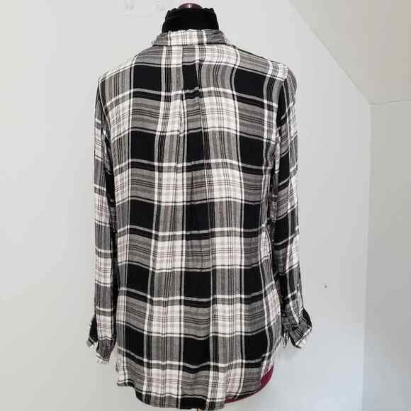 Plaid Black White Long Sleeve Button Down Shirt Plus Size 1X Westerncore Country - Picture 3 of 10